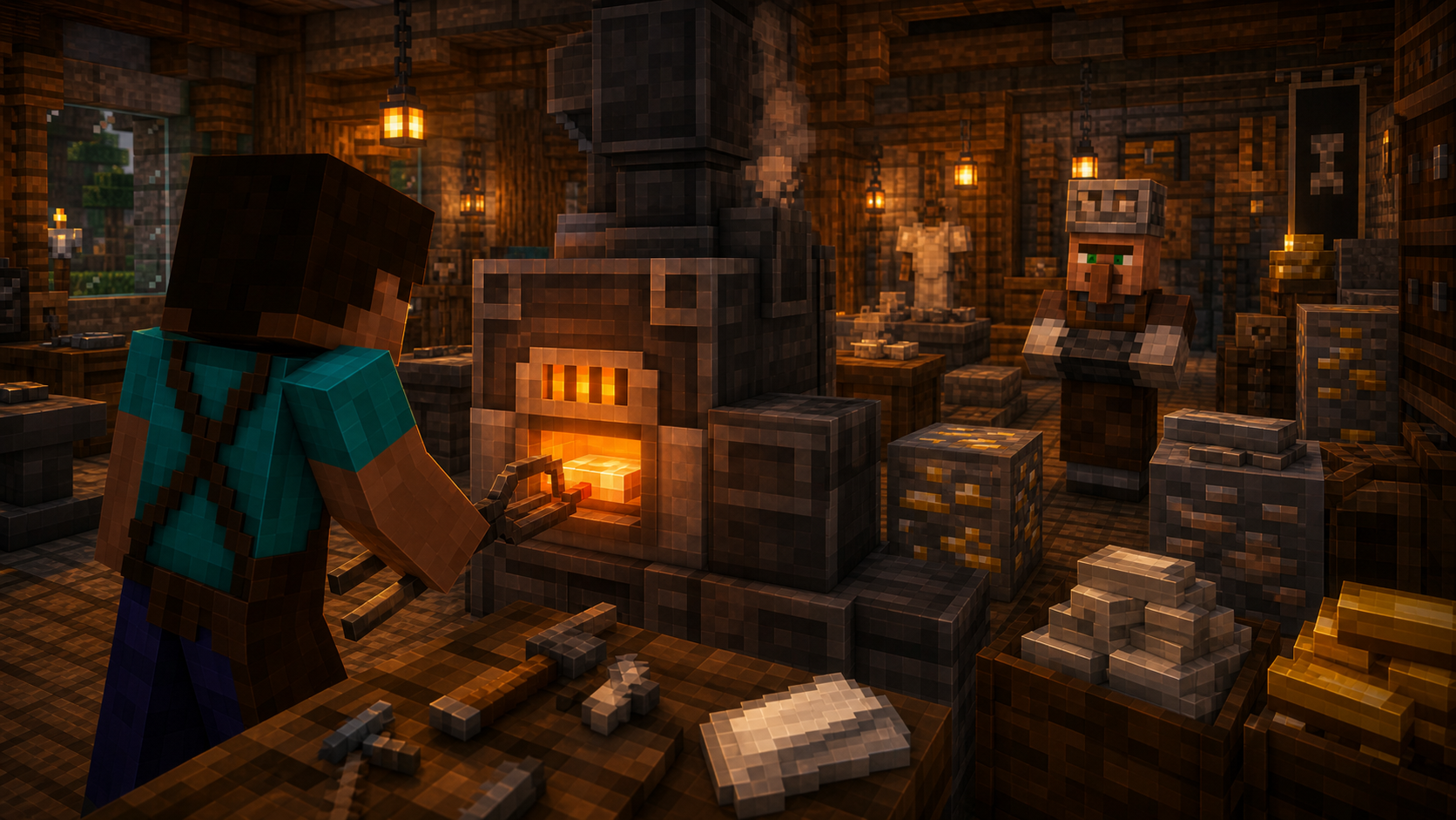 En este momento estás viendo Alto horno en Minecraft: crafteo, que materiales funde y cuando compensa