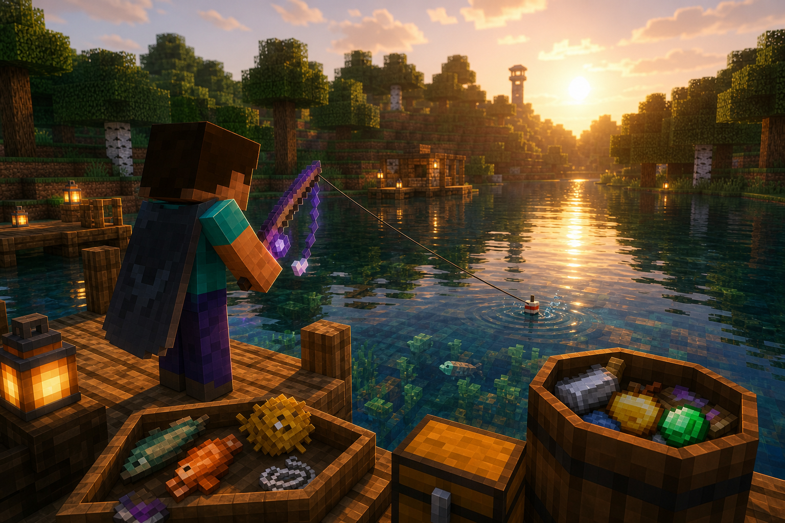 En este momento estás viendo Caña de pescar en Minecraft: crafteo, encantamientos y mejores usos