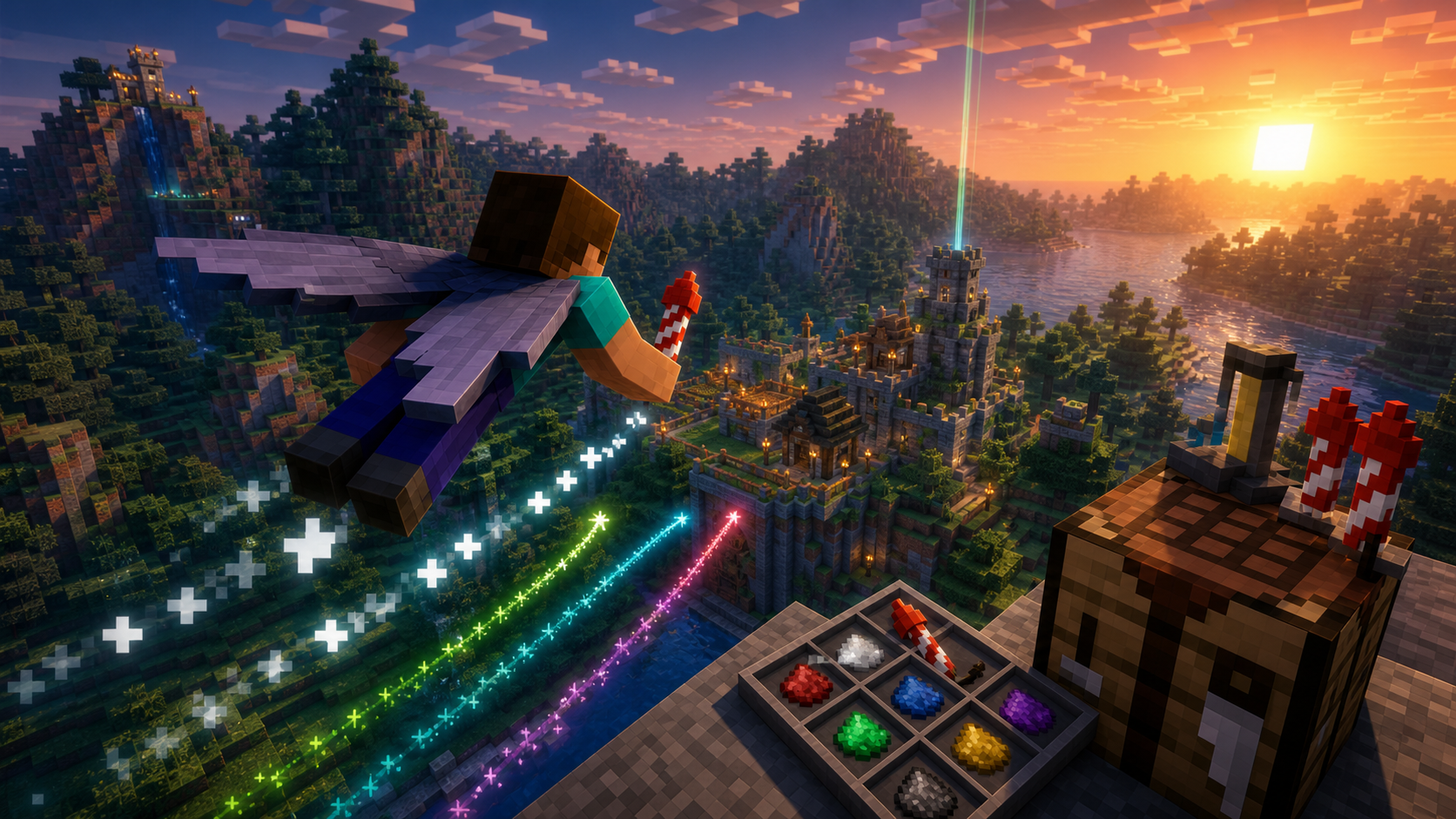 En este momento estás viendo Como hacer fuegos artificiales en Minecraft para volar con elytras