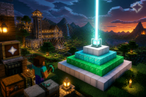 Lee más sobre el artículo Faro en Minecraft: como hacerlo, que piramide necesitas y mejores efectos
