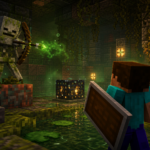 Ilustracion estilo Minecraft para Bogged en Minecraft: donde aparece, drops y diferencias con esqueletos