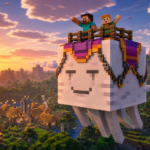 Ilustracion estilo Minecraft para Happy Ghast en Minecraft: como conseguirlo, criarlo y volar con el