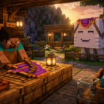 Ilustracion estilo Minecraft para Harness en Minecraft: receta, colores y como montar un Happy Ghast
