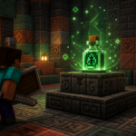Ilustracion estilo Minecraft para Ominous Bottle en Minecraft: como conseguirla y activar pruebas ominosas