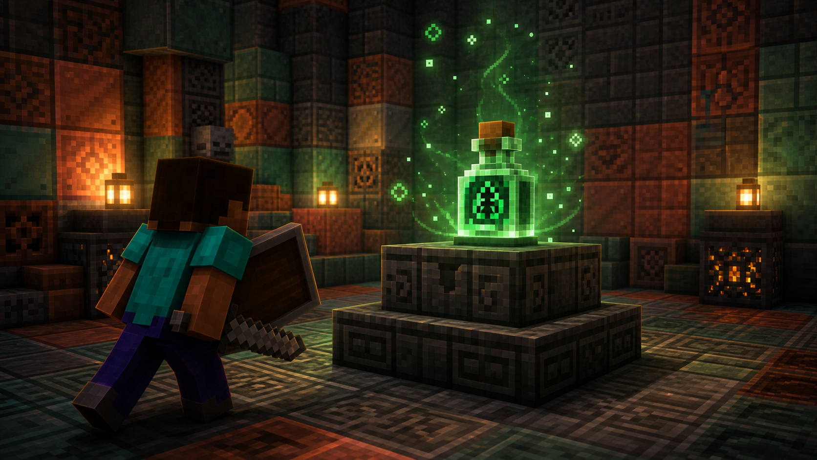 En este momento estás viendo Ominous Bottle en Minecraft: como conseguirla y activar pruebas ominosas