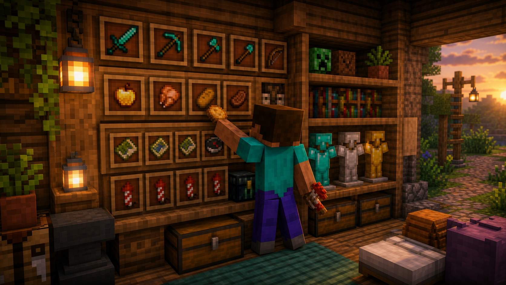 En este momento estás viendo Shelf en Minecraft: receta, usos y como organizar la hotbar rapido