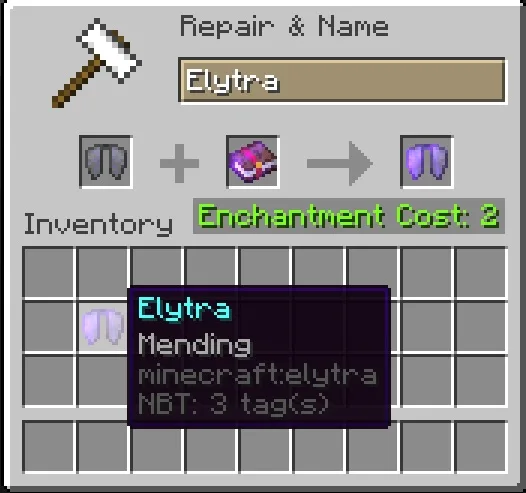 Encantamiento reparador en Minecraft
