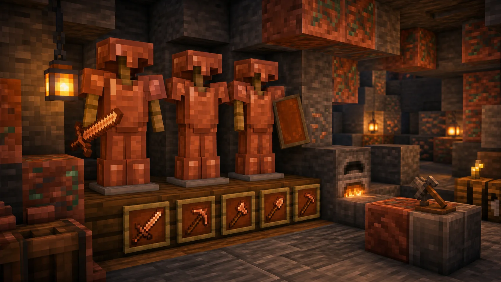 Ilustracion estilo Minecraft para Armadura y herramientas de cobre en Minecraft: durabilidad, usos y si merecen la pena