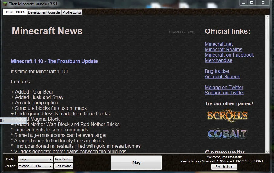 forge instalado en el launcher de minecraft
