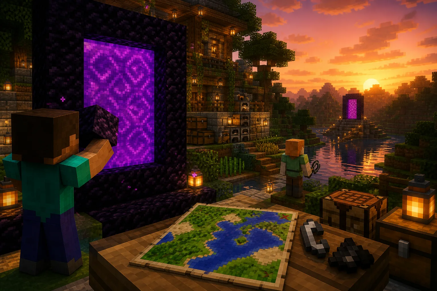 Portal al Nether en Minecraft: medidas, obsidiana y como enlazar coordenadas